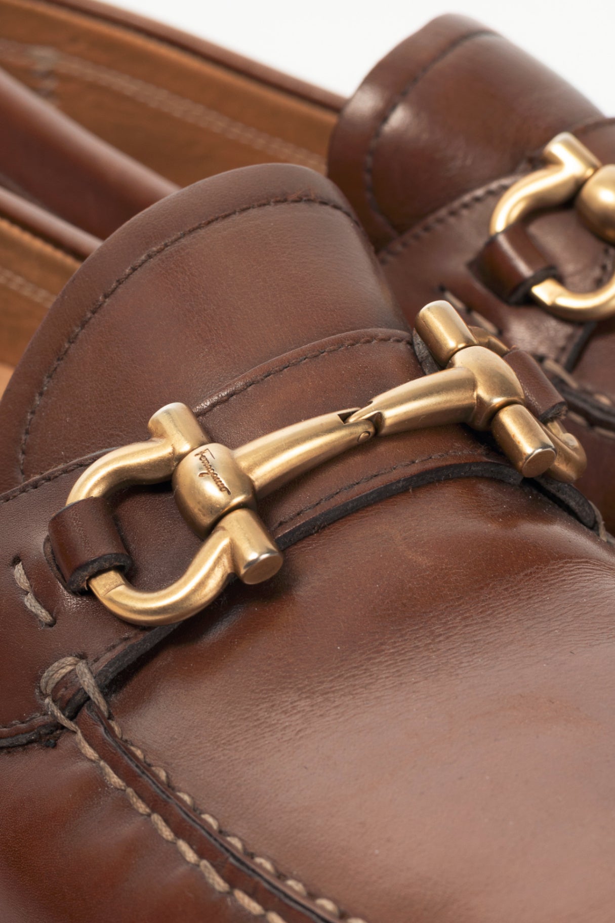 Salvatore Ferragamo Brown Leather Gancini Ornament Drivers