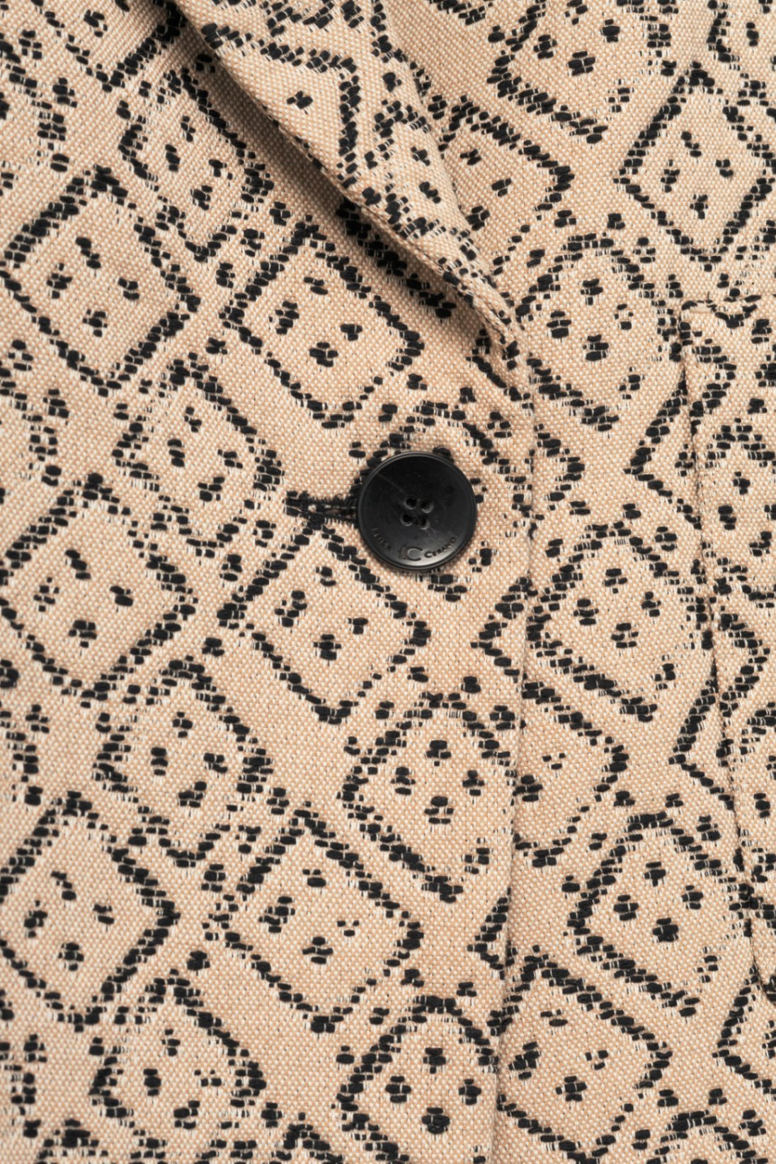 Luisa Cerano Natural Beige Domino-Jacquard Cotton-Blend Jacket