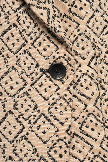 Luisa Cerano Natural Beige Domino-Jacquard Cotton-Blend Jacket