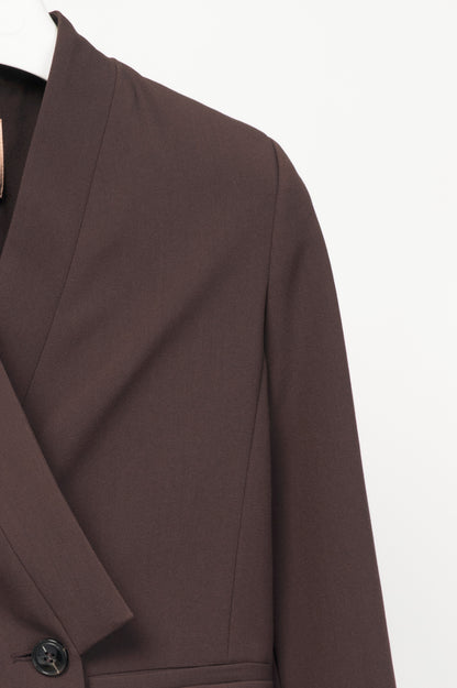 Twinset "Black Chocolate" Crepe Double-Breasted Cropped Blazer