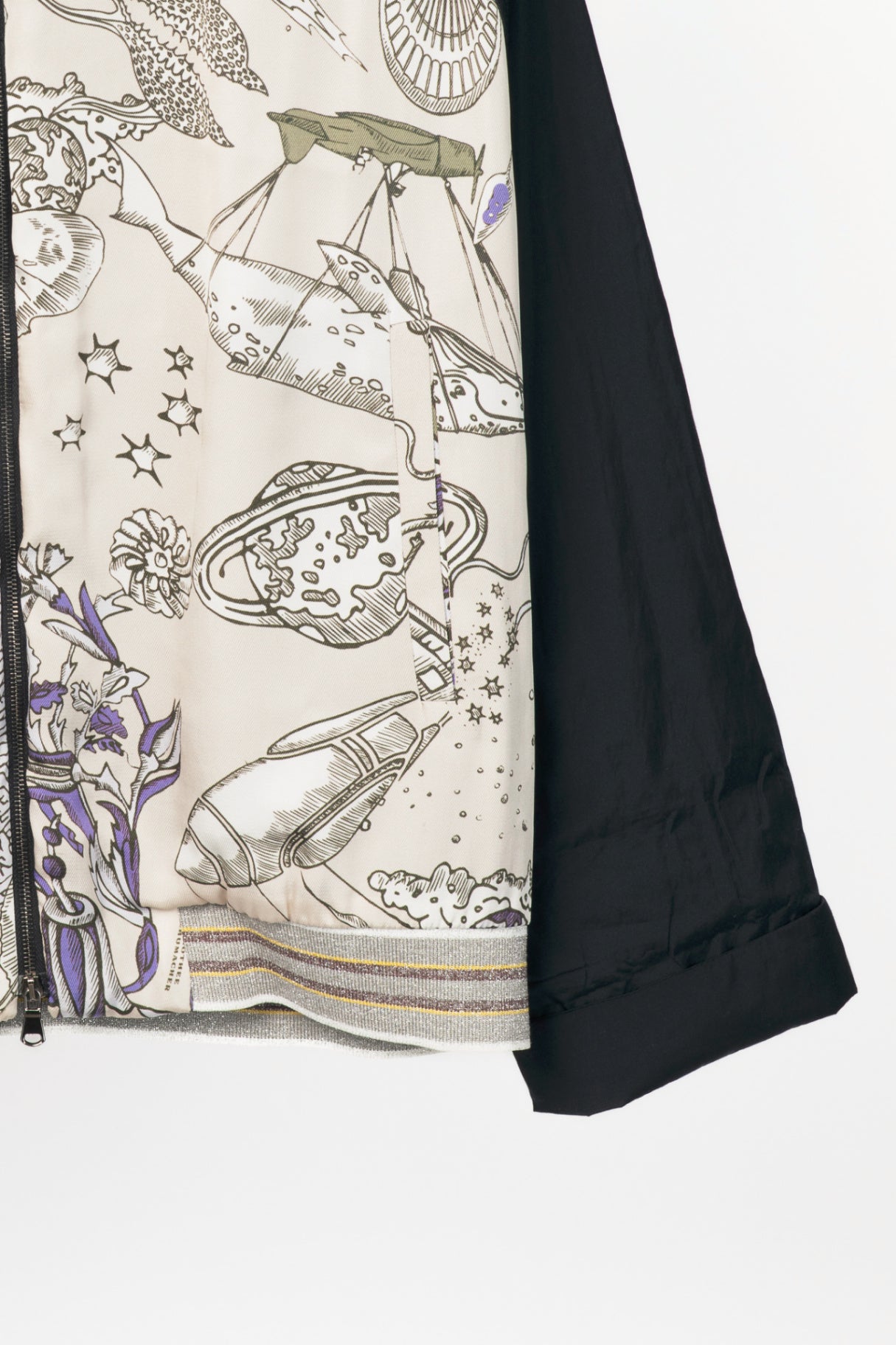 Dorothee Schumacher SS17 Grey & Black Printed Silk-Blend Bomber