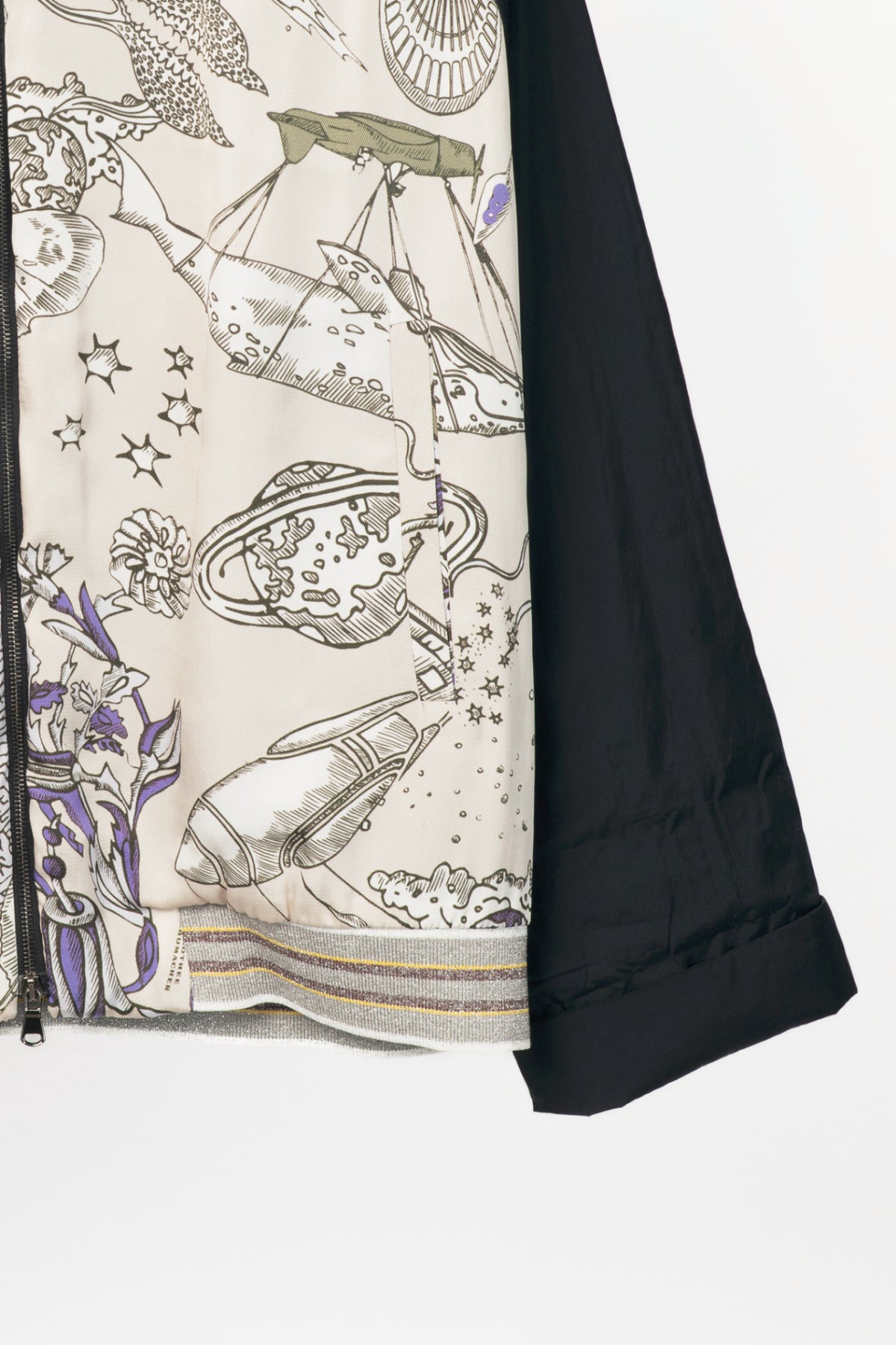 Dorothee Schumacher SS17 Grey & Black Printed Silk-Blend Bomber
