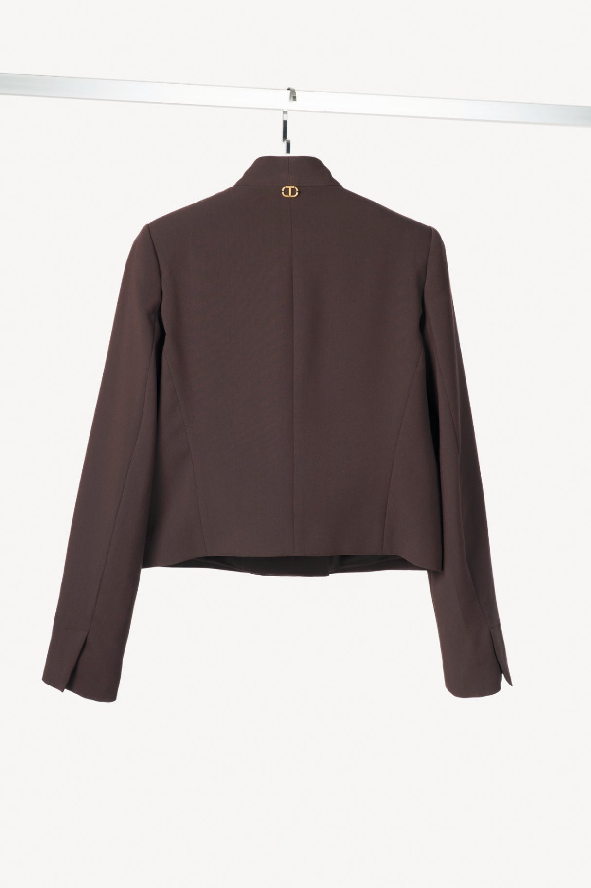 Twinset "Black Chocolate" Crepe Double-Breasted Cropped Blazer
