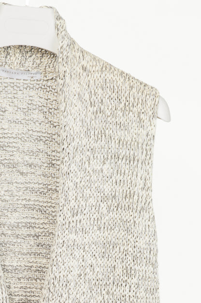 Fabiana Filippi White & Grey Cotton-Knit Feather-Pocket Vest