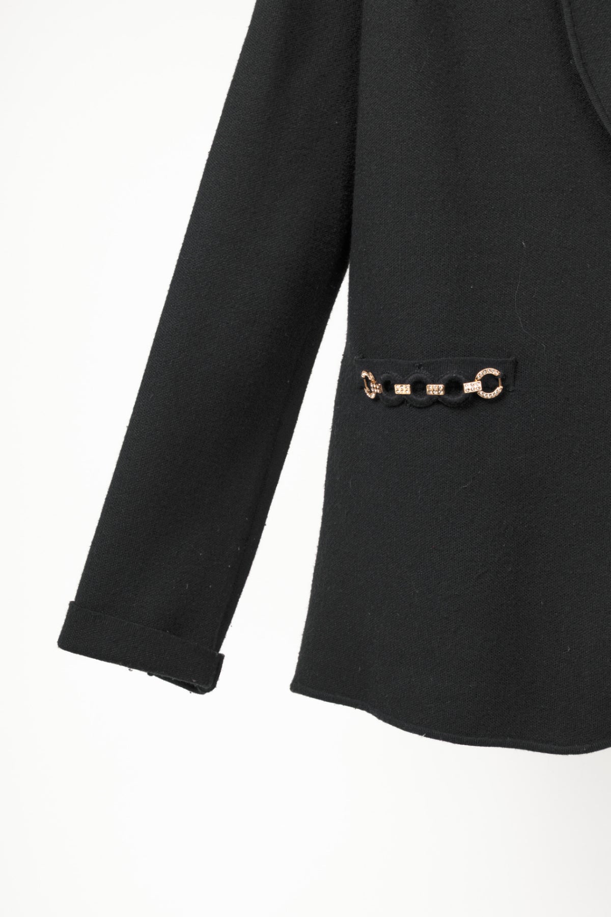 Twinset Black Ponte-Knit Rhinestone-Chain-Trim Blazer