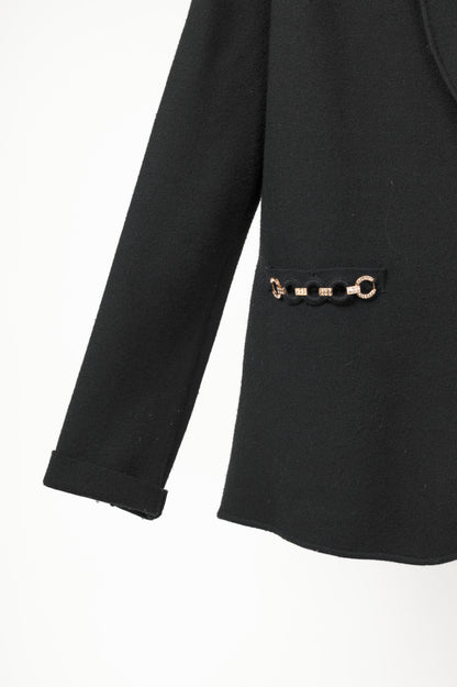 Twinset Black Ponte-Knit Rhinestone-Chain-Trim Blazer