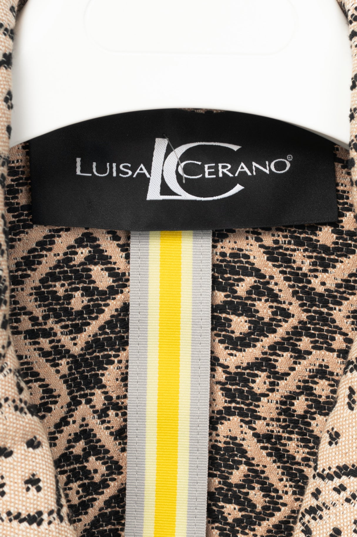 Luisa Cerano Natural Beige Domino-Jacquard Cotton-Blend Jacket