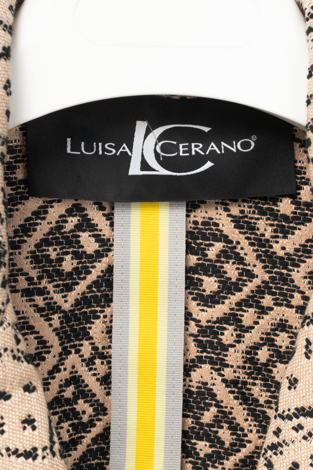Luisa Cerano Natural Beige Domino-Jacquard Cotton-Blend Jacket