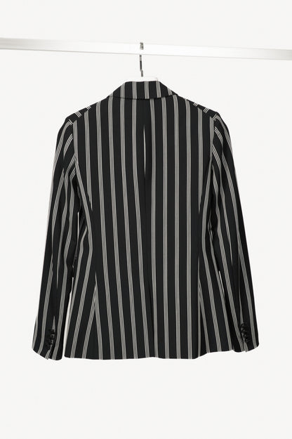 Veronica Beard Petra Black & White Striped Button Blazer