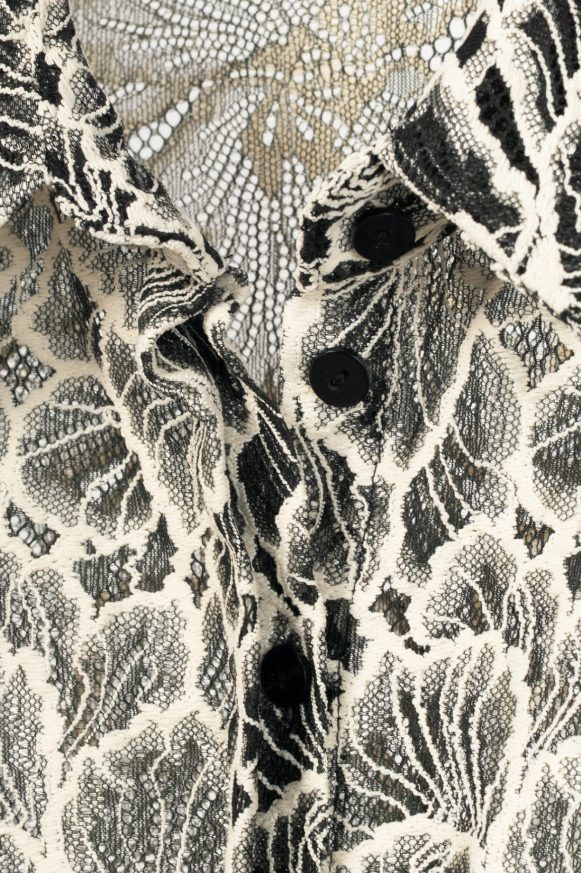 Anne Fontaine Black & White Floral-Lace Buttoned Shirt