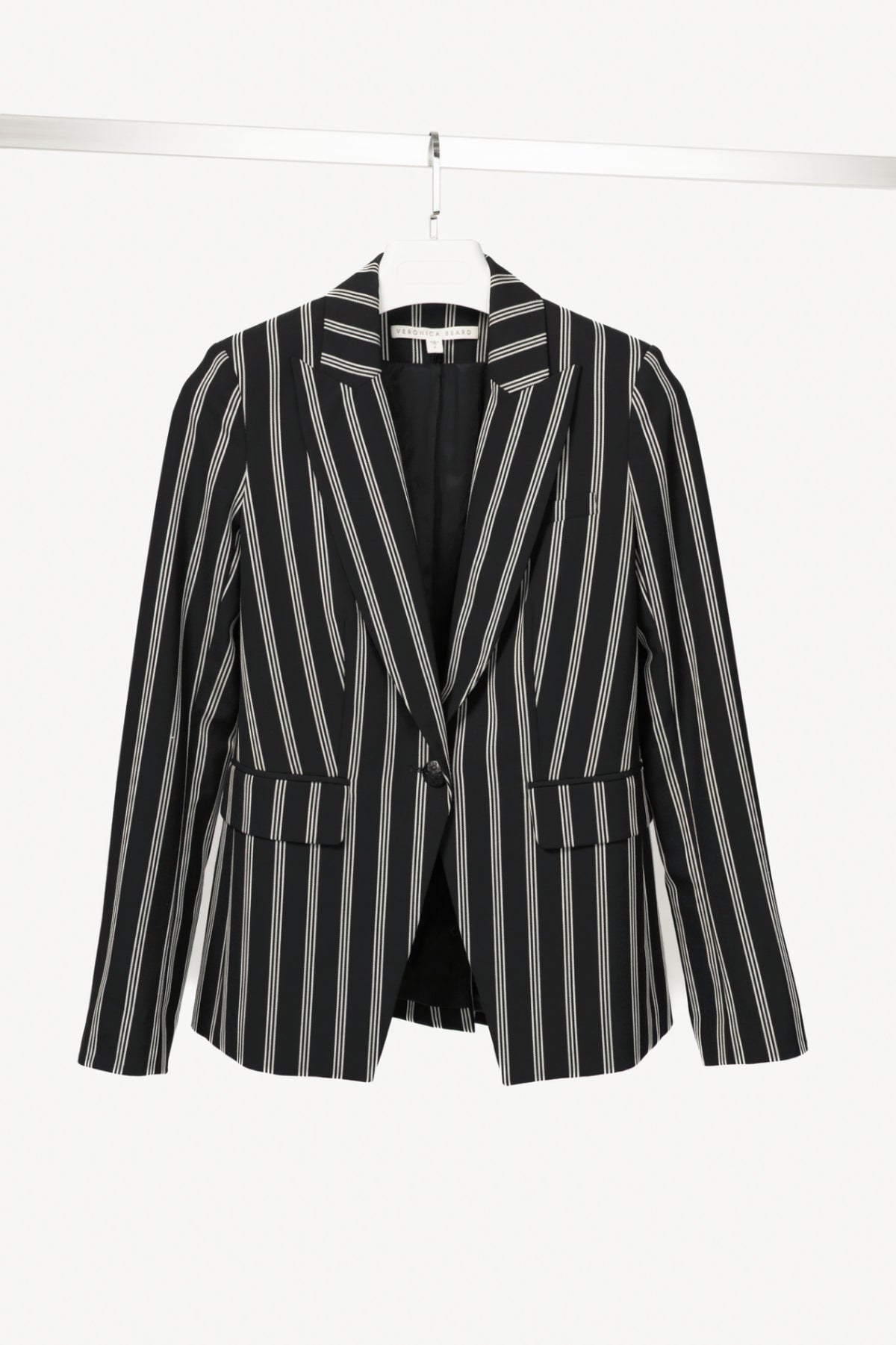 Veronica Beard Petra Black & White Striped Button Blazer