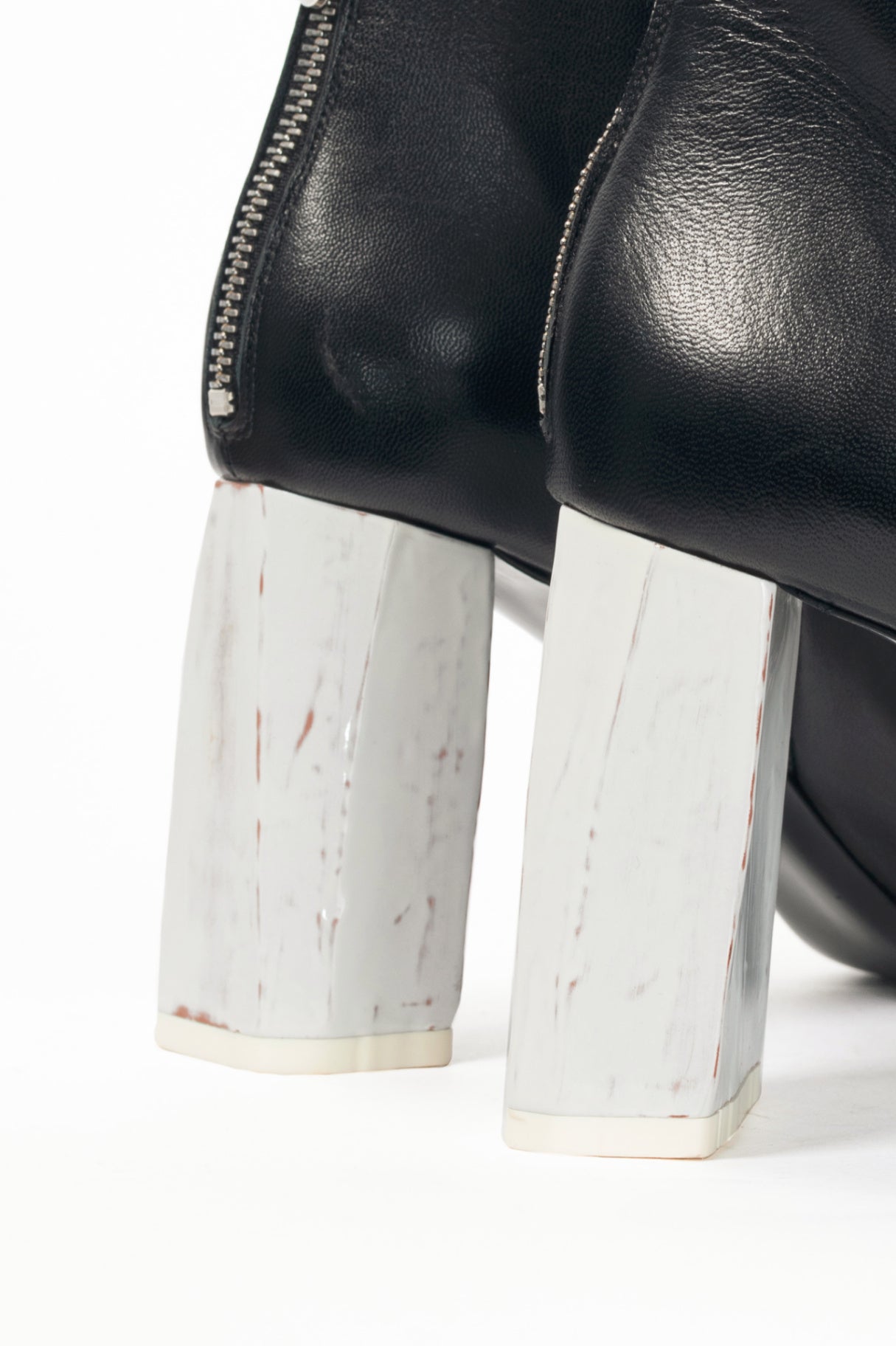 Acne Studios Claudine Black & Off-White Enamel-Heel Boots