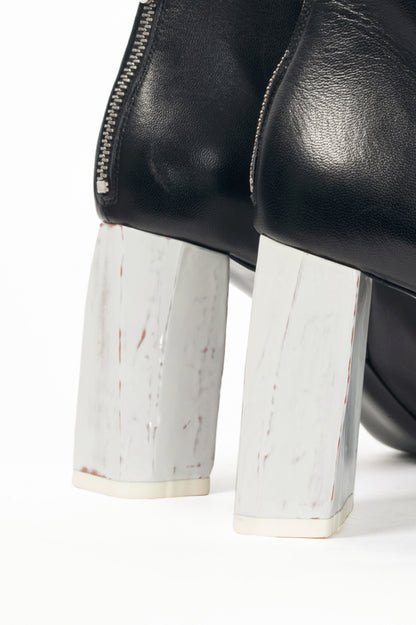 Acne Studios Claudine Black & Off-White Enamel-Heel Boots