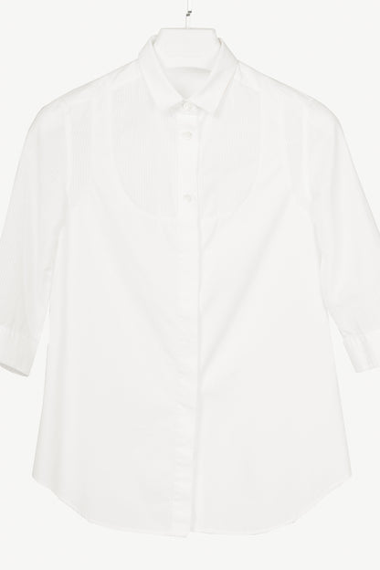 Viktor & Rolf White Cotton-Poplin & Linen-Voile Burnout-Stripe Shirt