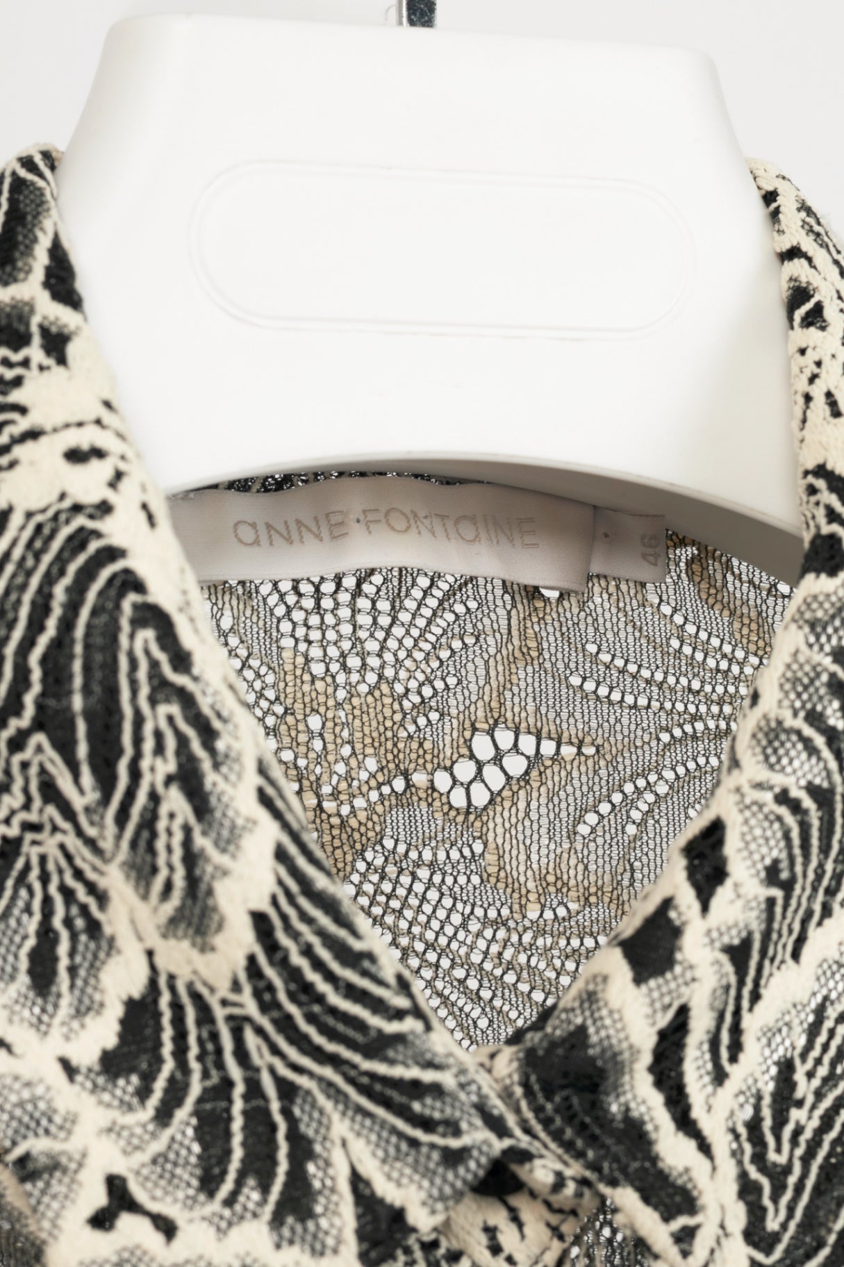 Anne Fontaine Black & White Floral-Lace Buttoned Shirt