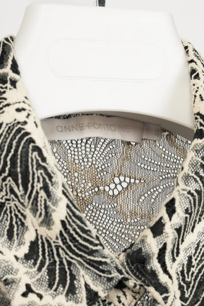 Anne Fontaine Black & White Floral-Lace Buttoned Shirt