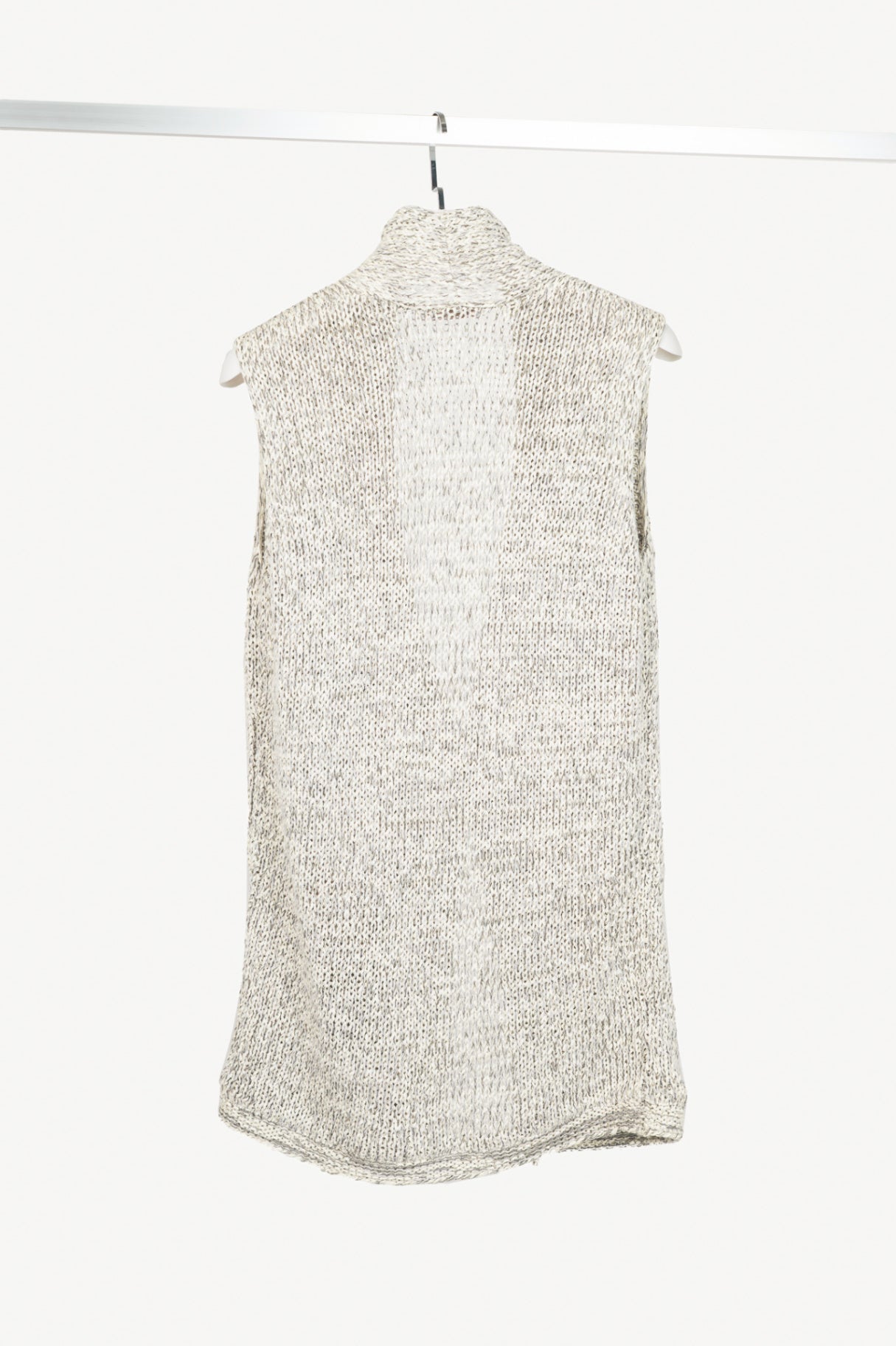 Fabiana Filippi White & Grey Cotton-Knit Feather-Pocket Vest