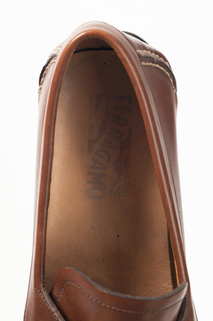 Salvatore Ferragamo Brown Leather Gancini Ornament Drivers