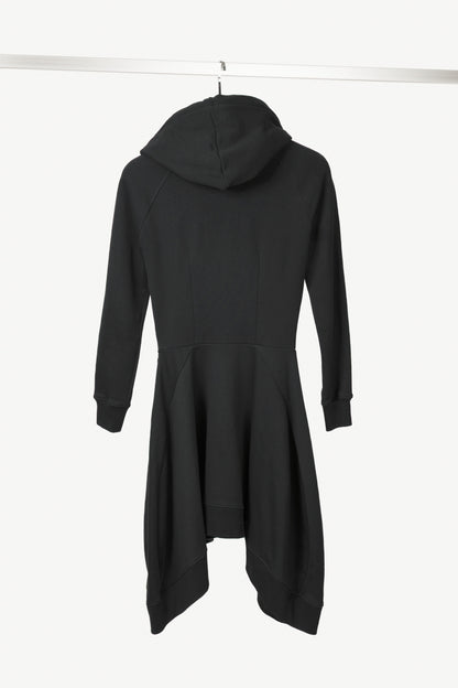 Moschino Black Cotton French Terry Logo Hoodie Dress