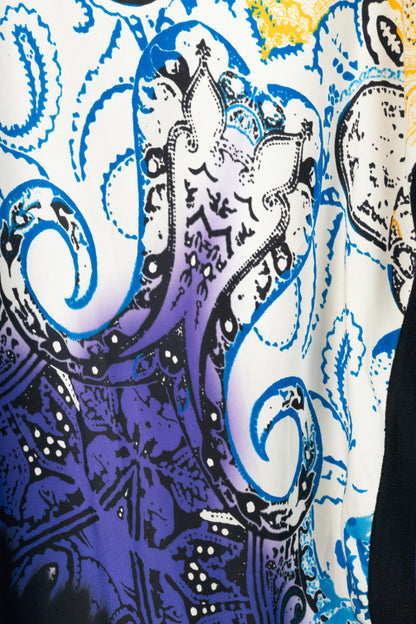 Etro Black Wool Paisley-Front Open-Front Waterfall Cardigan