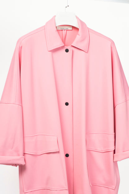 Liviana Conti Pink Neoprene Oversized Snap-Closure Jacket