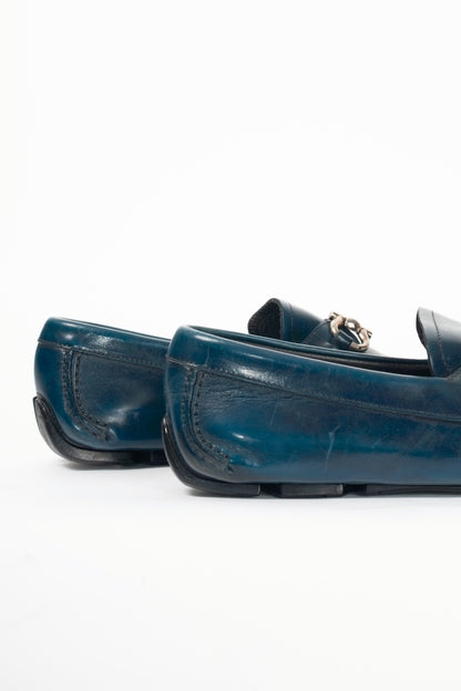 Salvatore Ferragamo Blue Leather Gancini Ornament Drivers