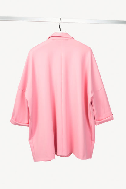 Liviana Conti Pink Neoprene Oversized Snap-Closure Jacket