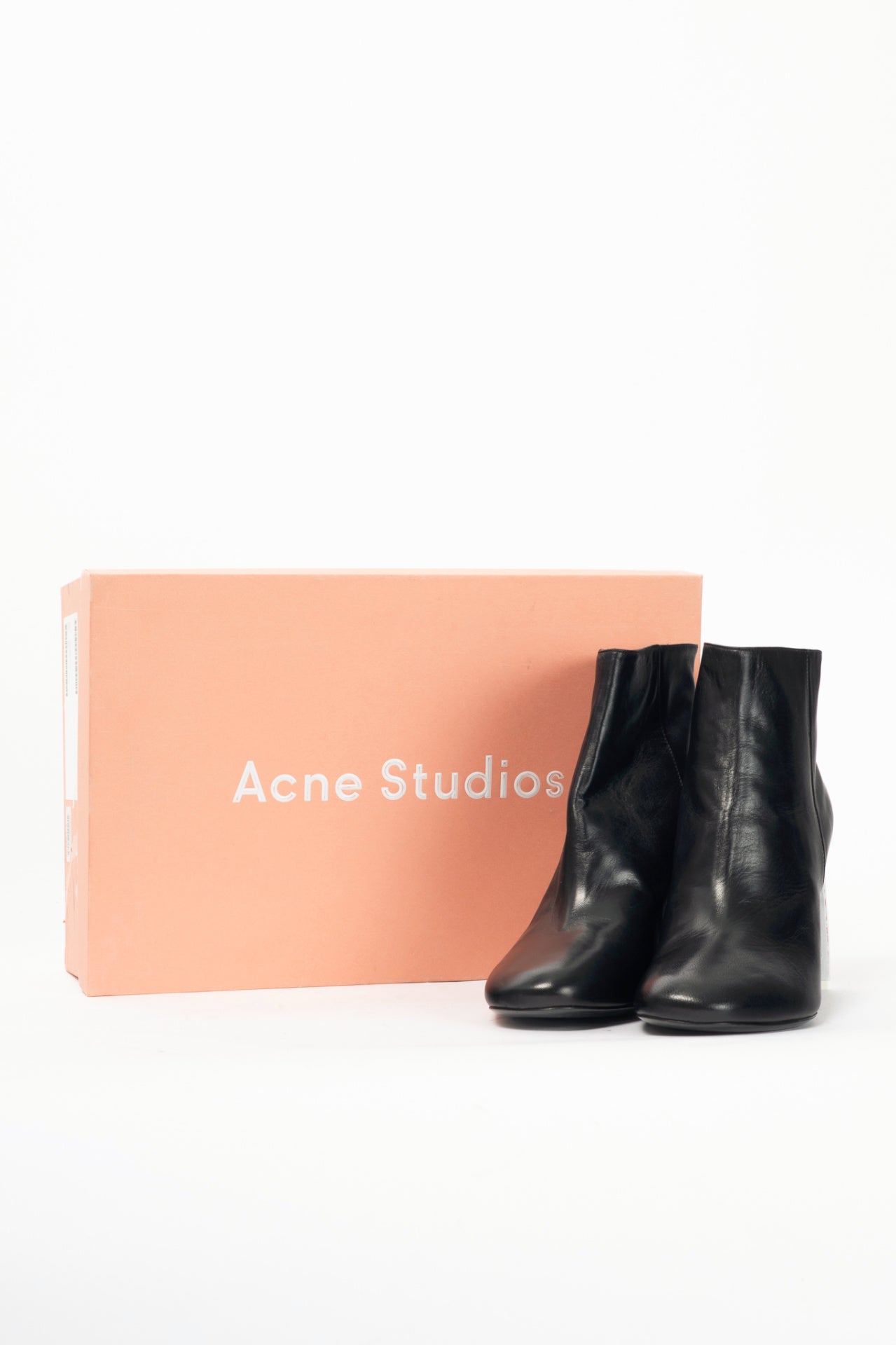 Acne Studios Claudine Black & Off-White Enamel-Heel Boots