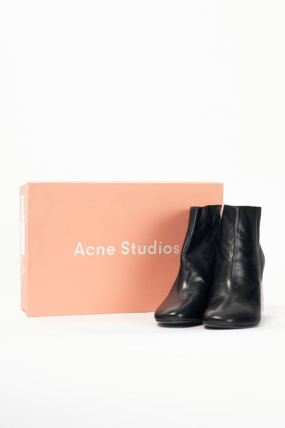 Acne Studios Claudine Black & Off-White Enamel-Heel Boots