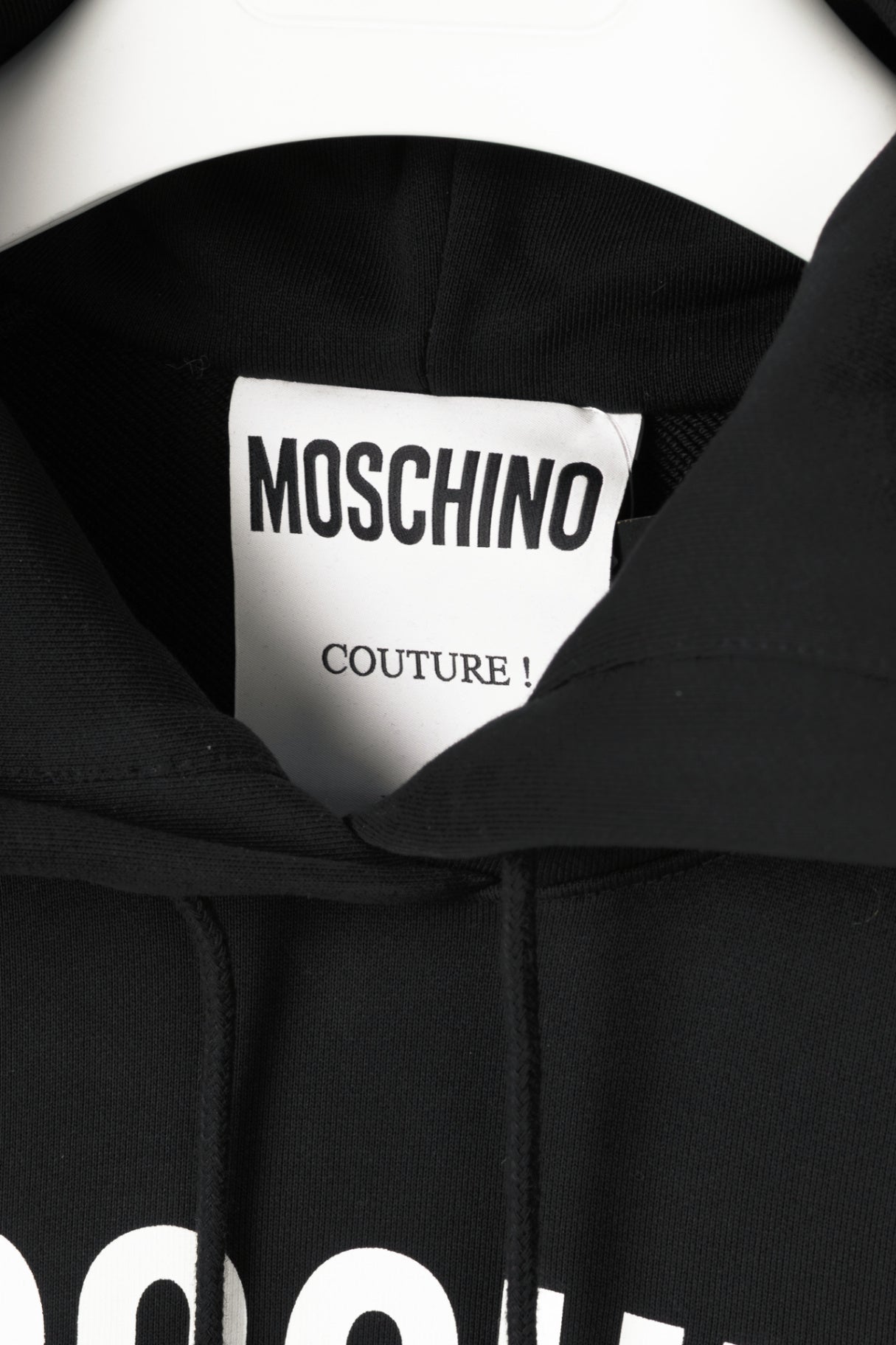 Moschino Black Cotton French Terry Logo Hoodie Dress