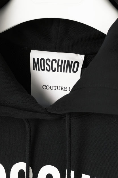 Moschino Black Cotton French Terry Logo Hoodie Dress