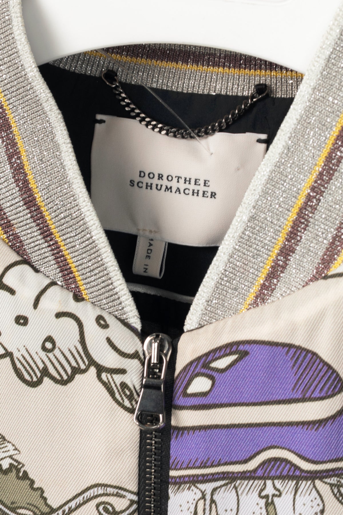 Dorothee Schumacher SS17 Grey & Black Printed Silk-Blend Bomber