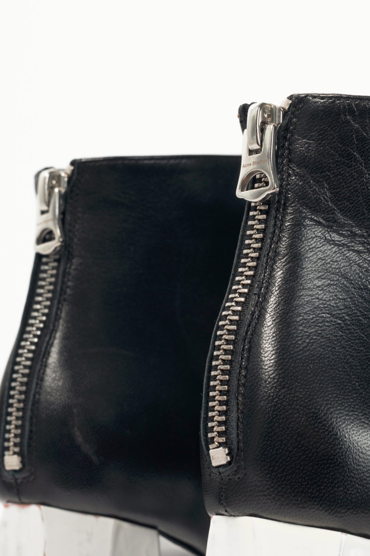 Acne Studios Claudine Black & Off-White Enamel-Heel Boots
