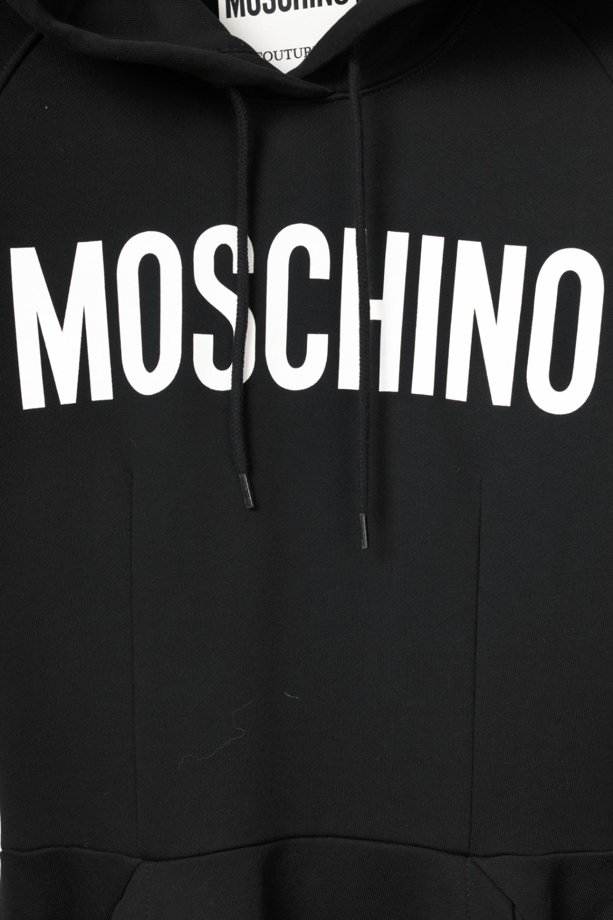Moschino Black Cotton French Terry Logo Hoodie Dress