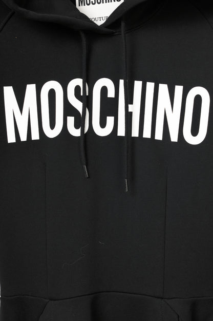 Moschino Black Cotton French Terry Logo Hoodie Dress