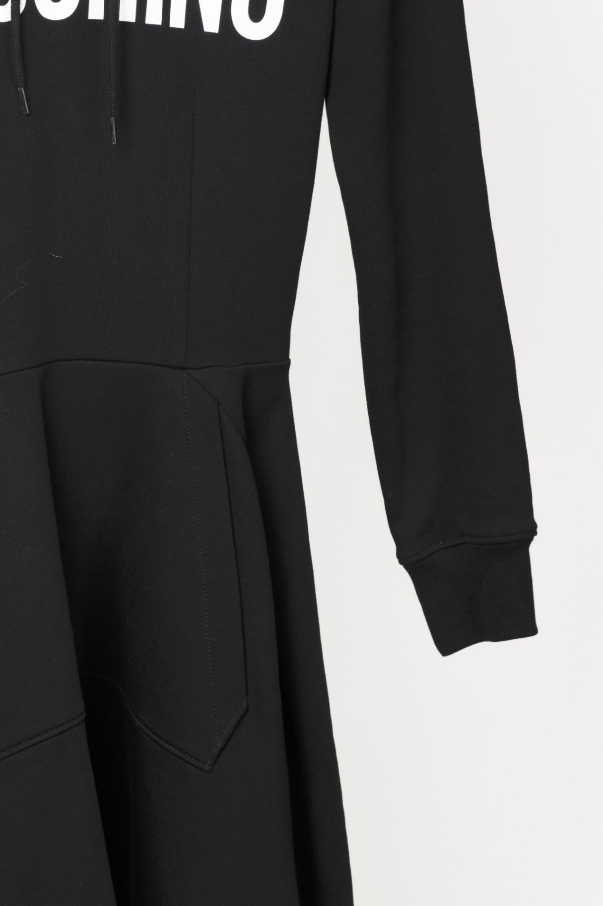 Moschino Black Cotton French Terry Logo Hoodie Dress