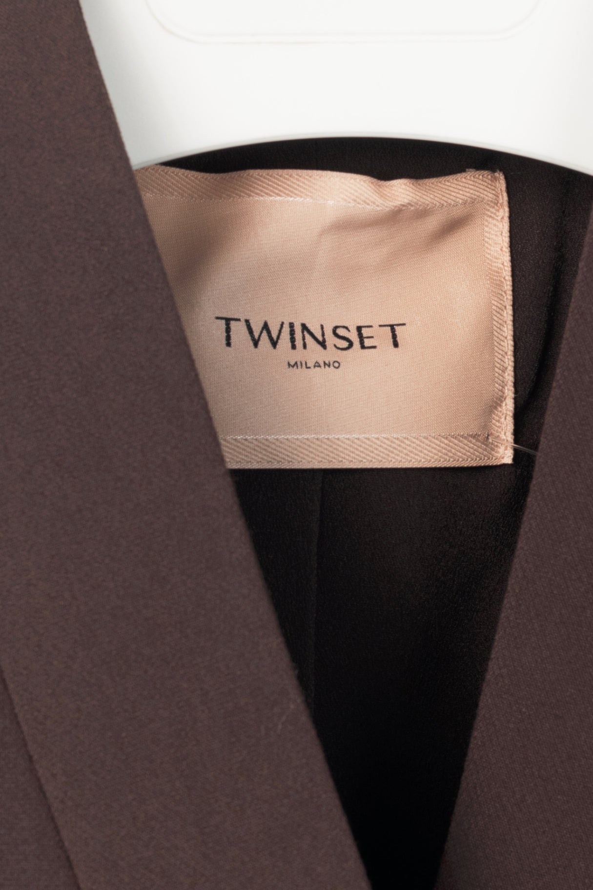 Twinset "Black Chocolate" Crepe Double-Breasted Cropped Blazer