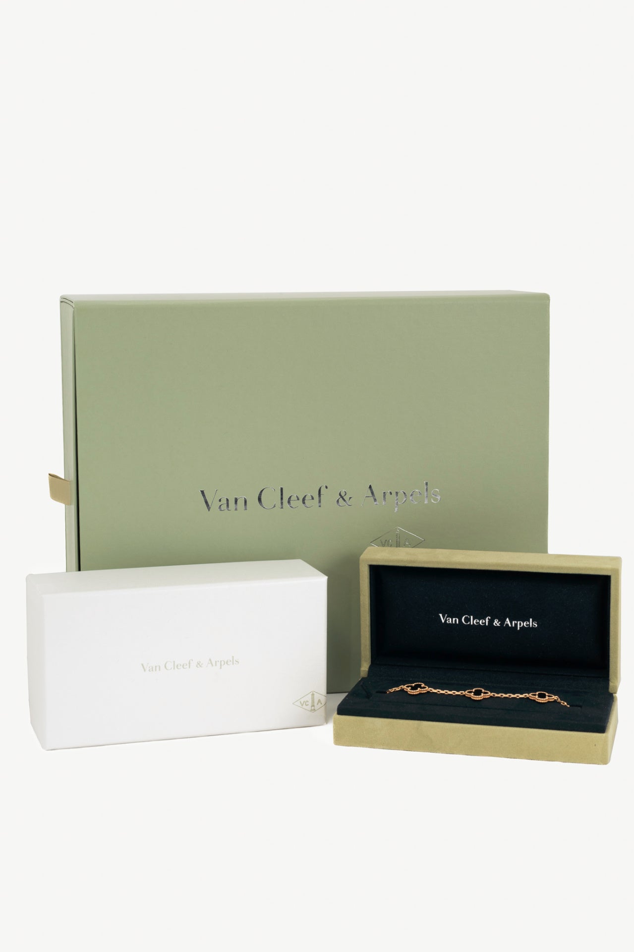 Van Cleef & Arpels Vintage Alhambra 18k Yellow Gold & Onyx Clover Bracelet