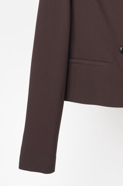Twinset "Black Chocolate" Crepe Double-Breasted Cropped Blazer