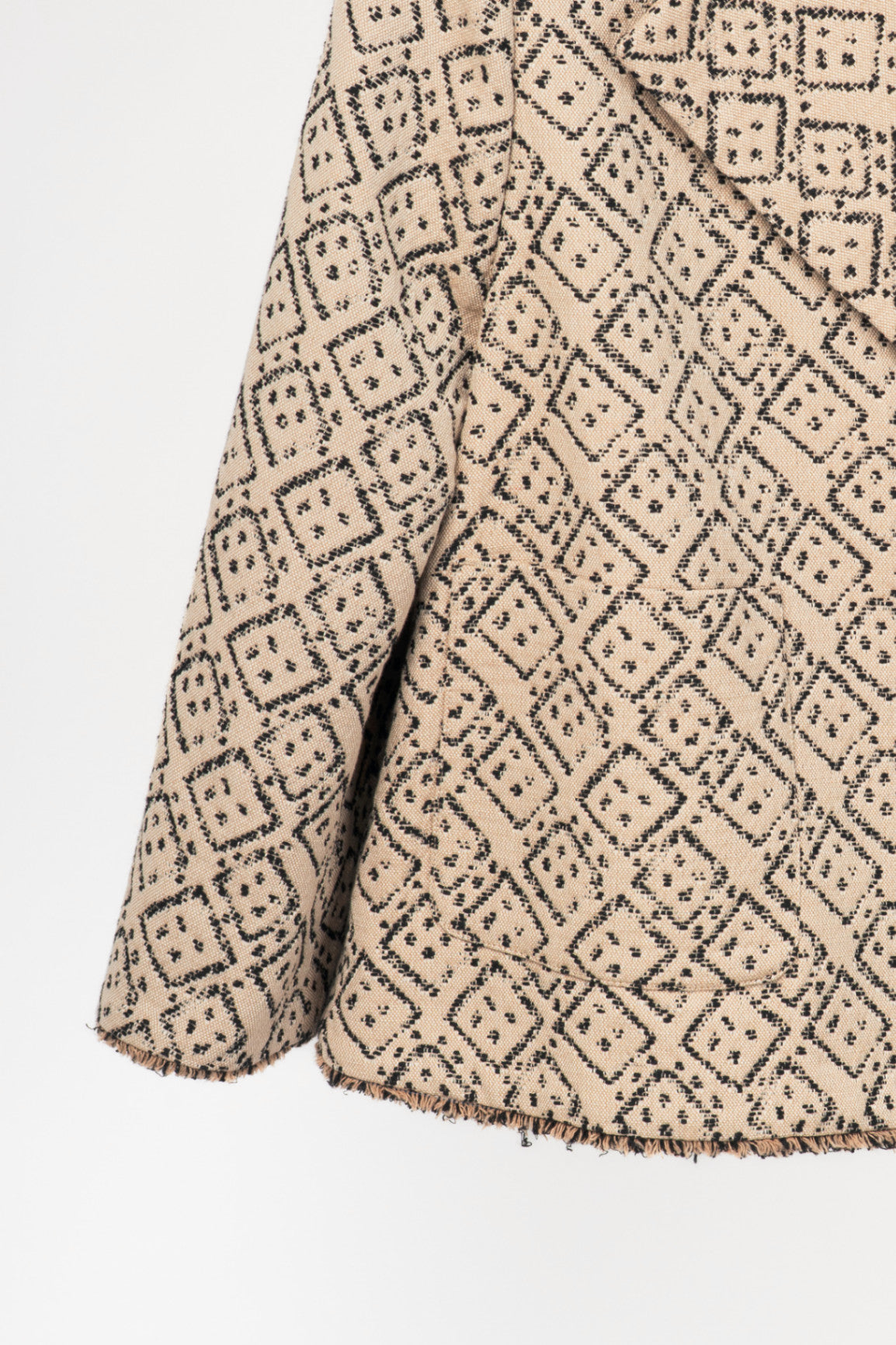 Luisa Cerano Natural Beige Domino-Jacquard Cotton-Blend Jacket
