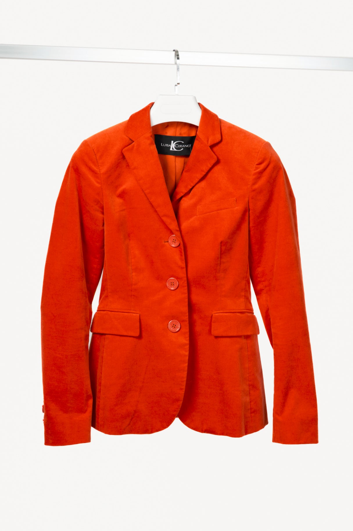 Luisa Cerano Orange Cotton-Velvet Buttoned Blazer