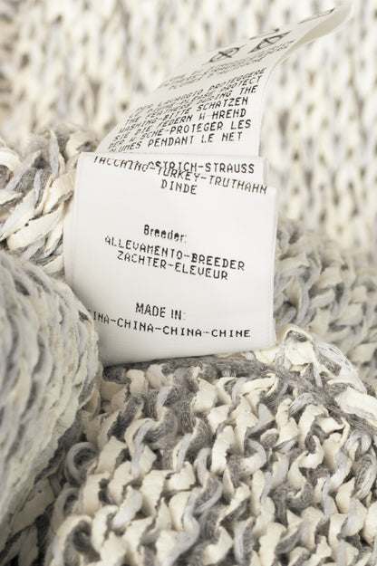 Fabiana Filippi White & Grey Cotton-Knit Feather-Pocket Vest