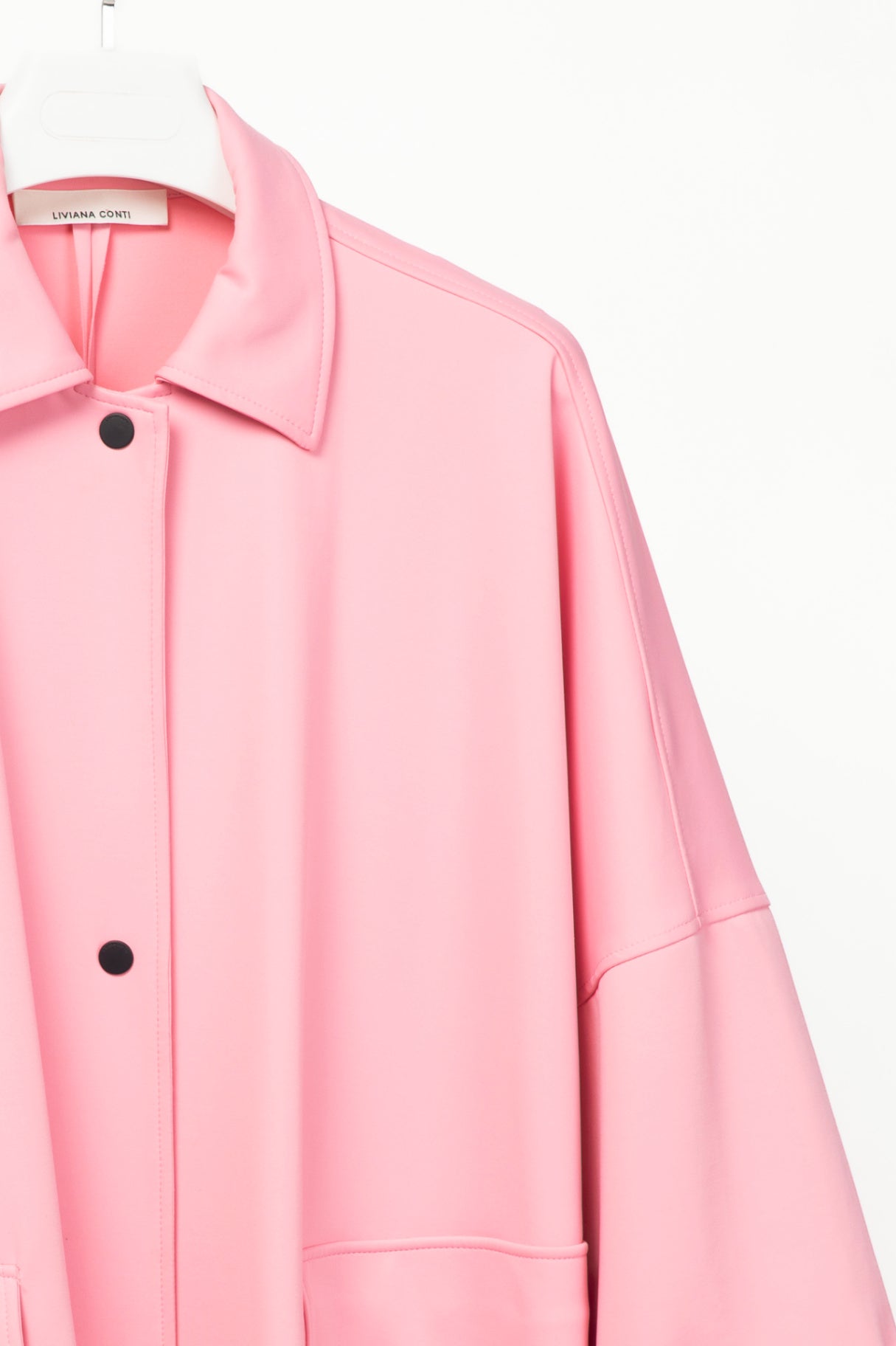 Liviana Conti Pink Neoprene Oversized Snap-Closure Jacket