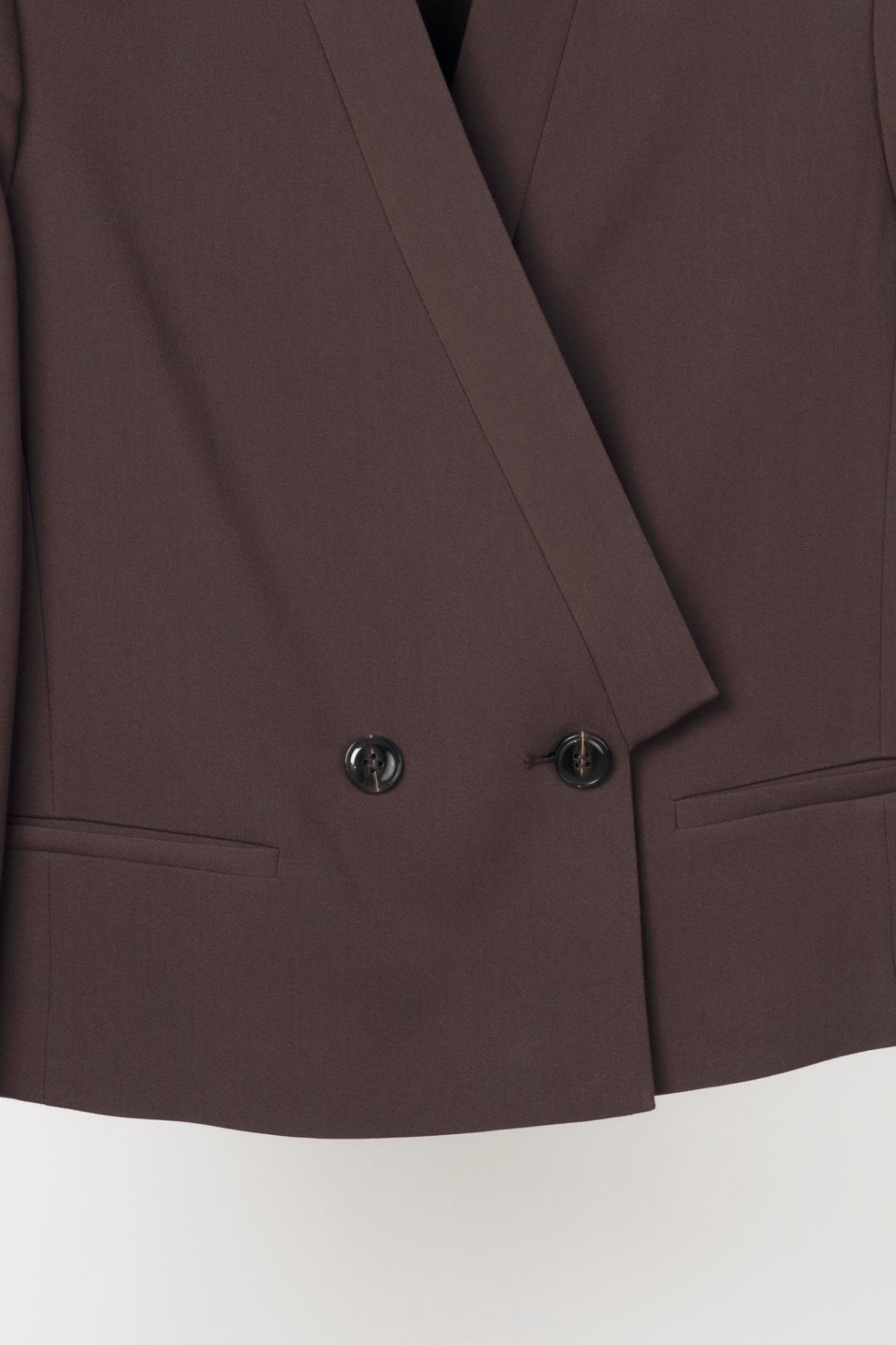 Twinset "Black Chocolate" Crepe Double-Breasted Cropped Blazer