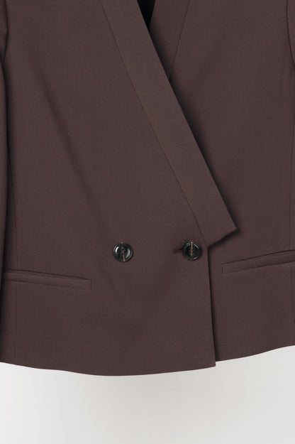 Twinset "Black Chocolate" Crepe Double-Breasted Cropped Blazer