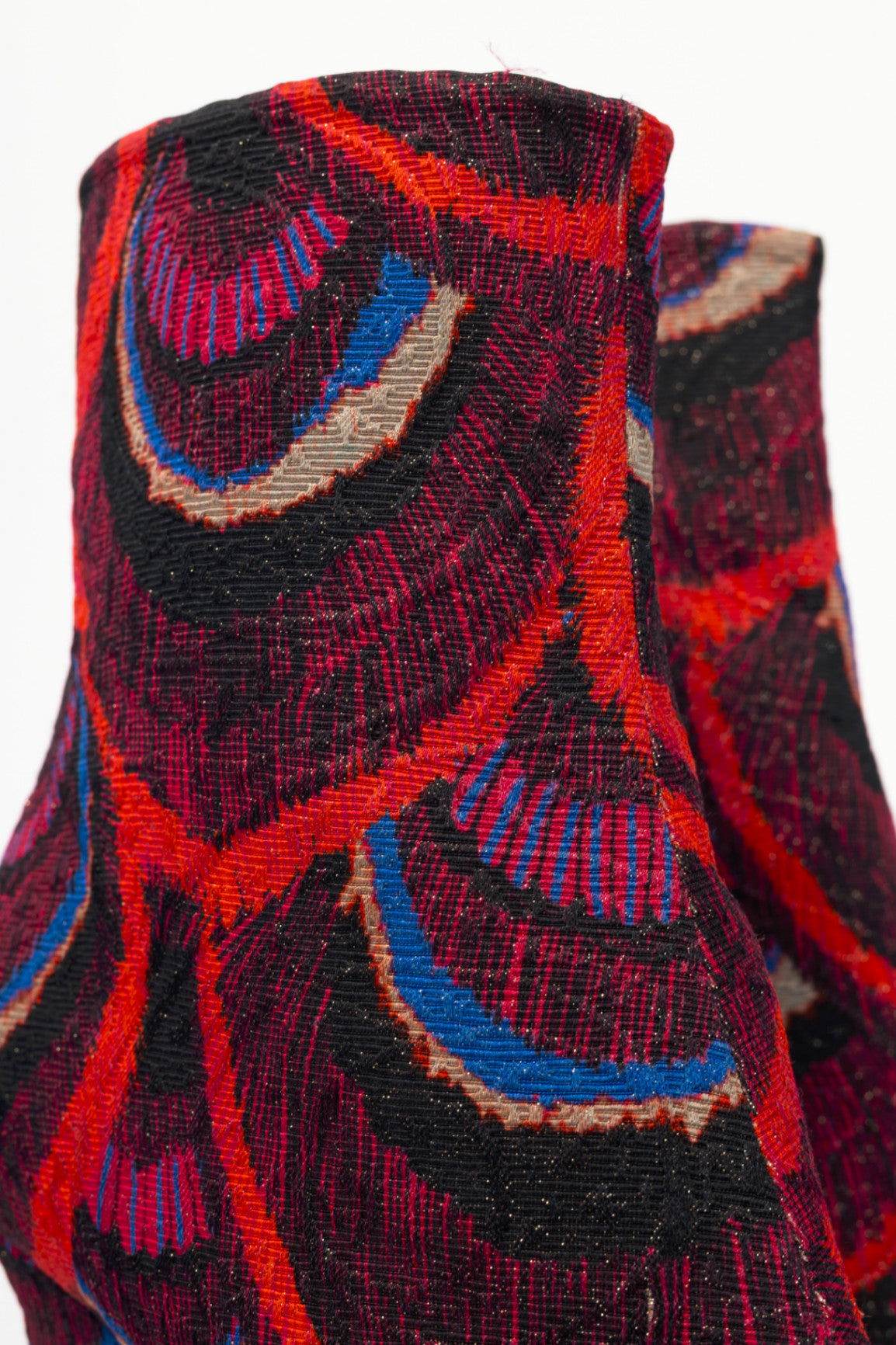 Dries Van Noten AW18 Red Peacock Jacquard Ankle Boots