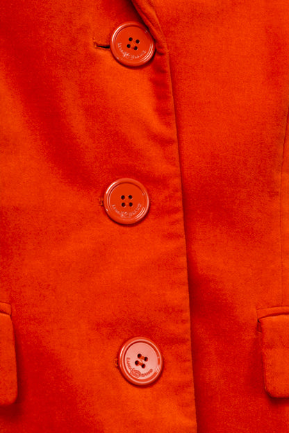 Luisa Cerano Orange Cotton-Velvet Buttoned Blazer