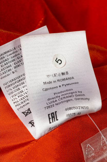 Luisa Cerano Orange Cotton-Velvet Buttoned Blazer