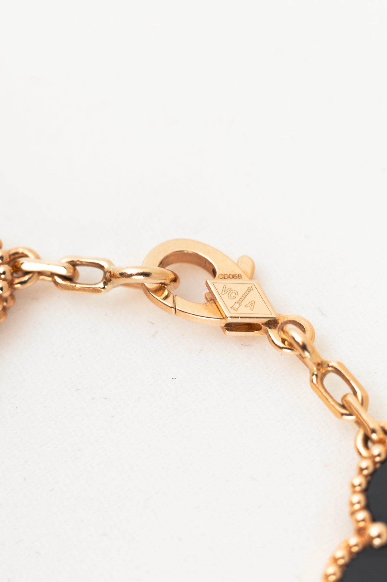 Van Cleef & Arpels Vintage Alhambra 18k Yellow Gold & Onyx Clover Bracelet