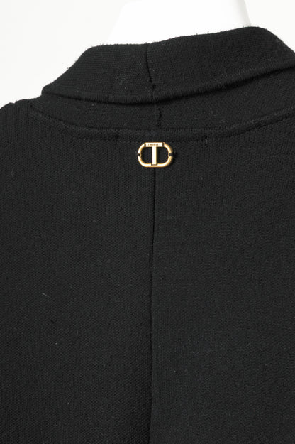 Twinset Black Ponte-Knit Rhinestone-Chain-Trim Blazer
